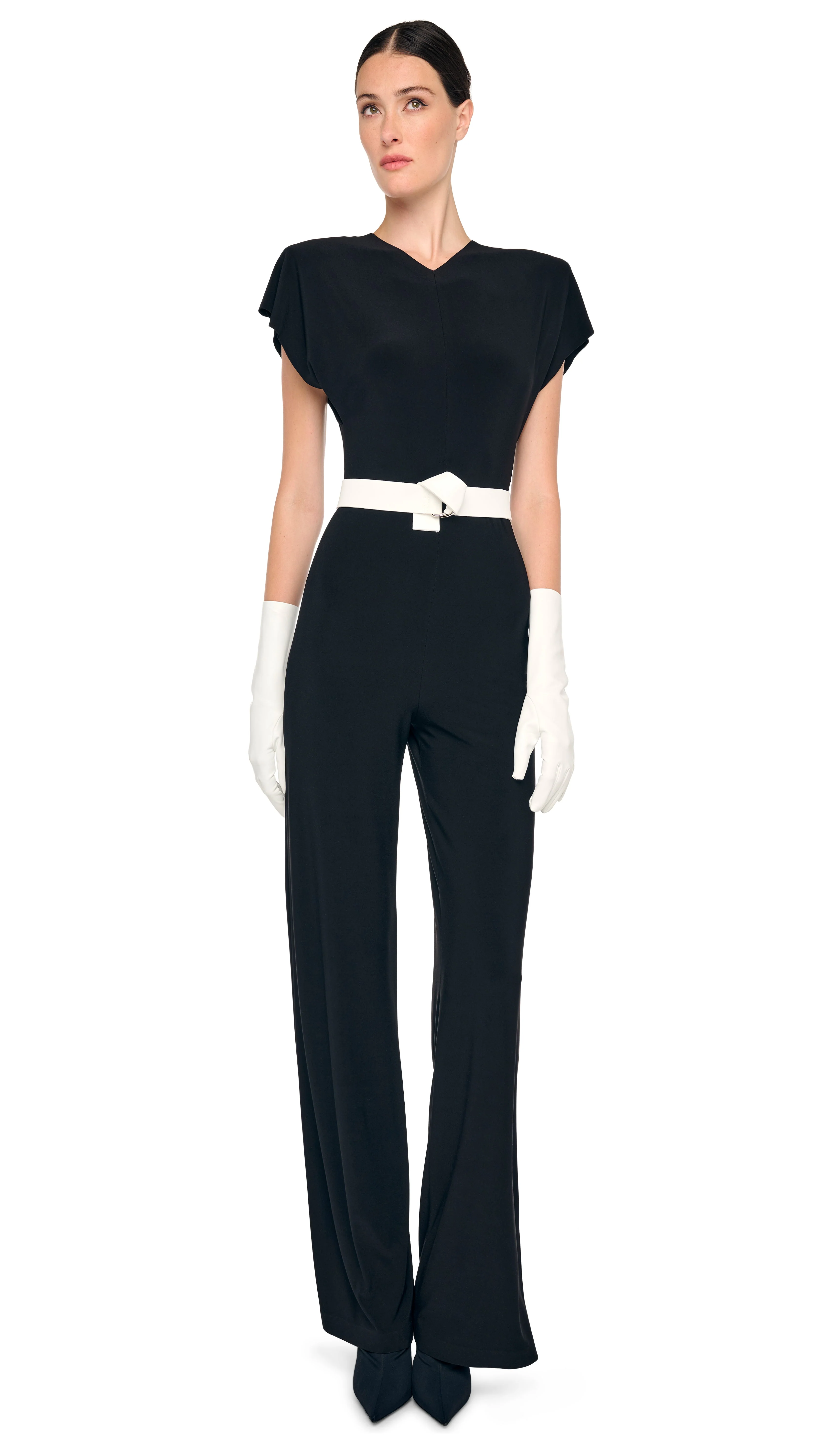 CAP SLEEVE SHOULDER PAD JUMPSUIT