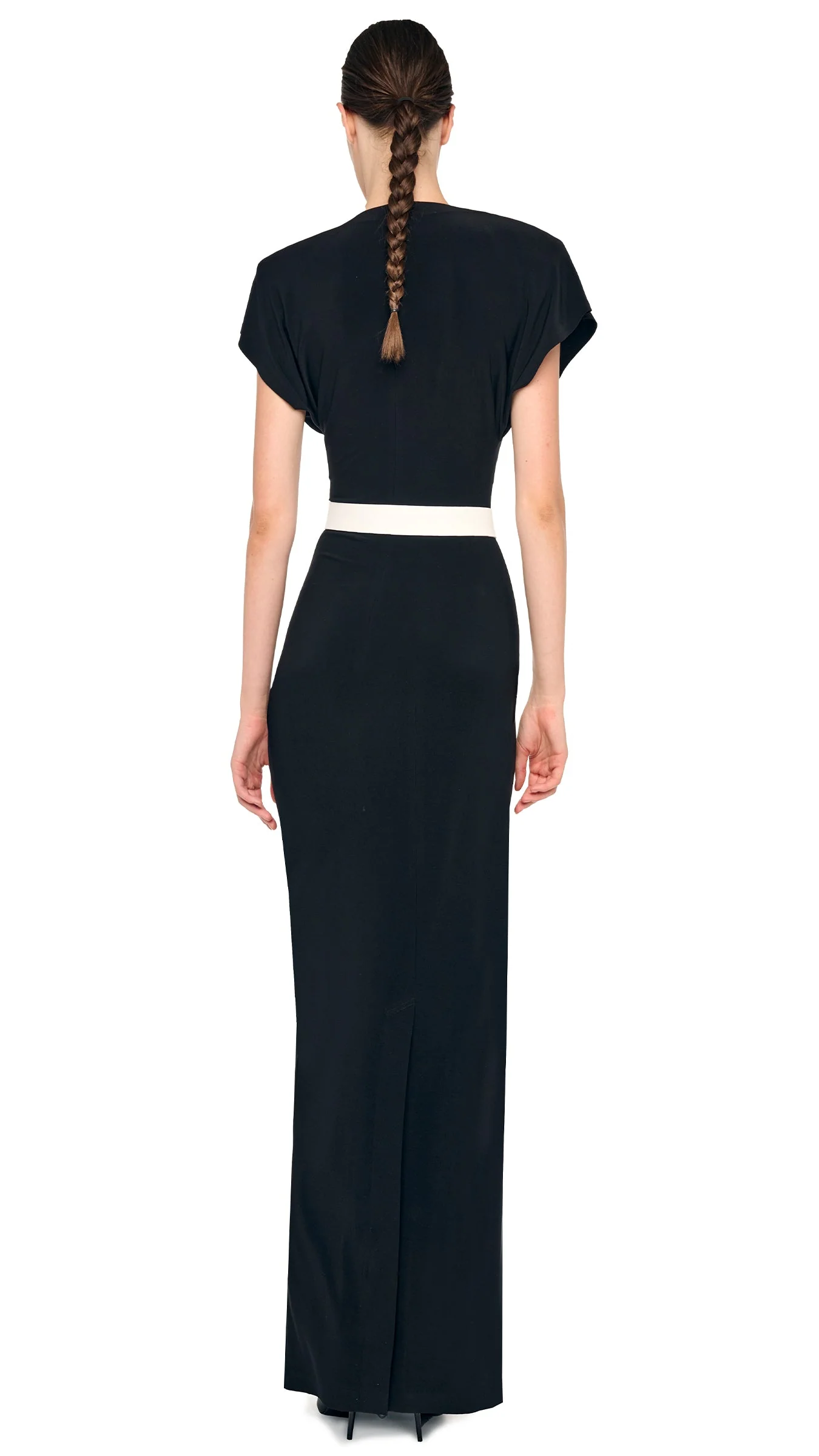 CAP SLEEVE SHOULDER PAD LONG DRESS - Image 2