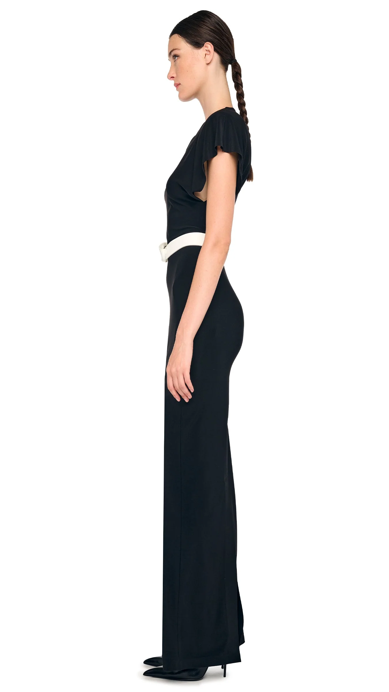 CAP SLEEVE SHOULDER PAD LONG DRESS - Image 3