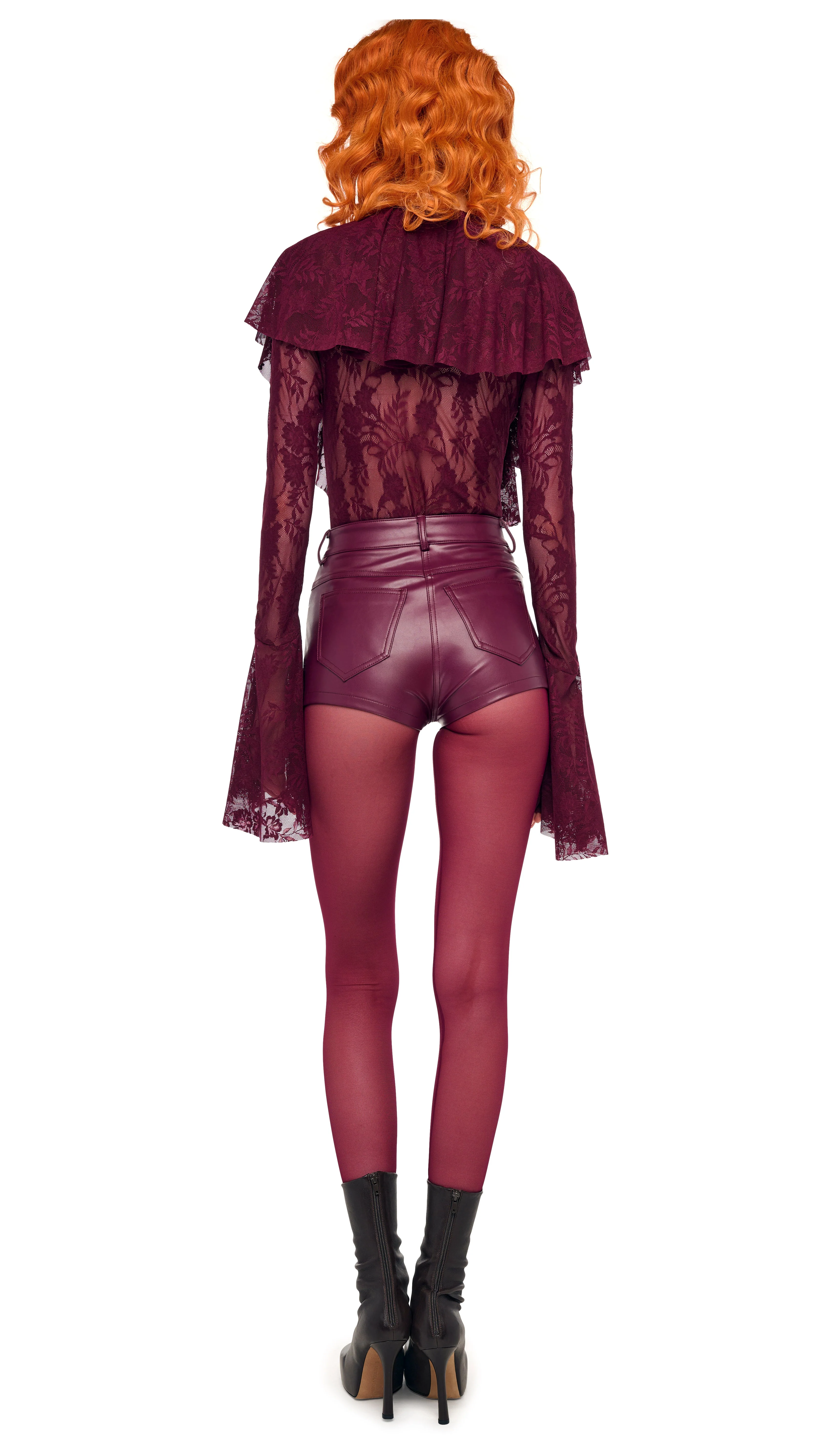 LONG SLEEVE DEEP V RUFFLE BODYSUIT - Image 3