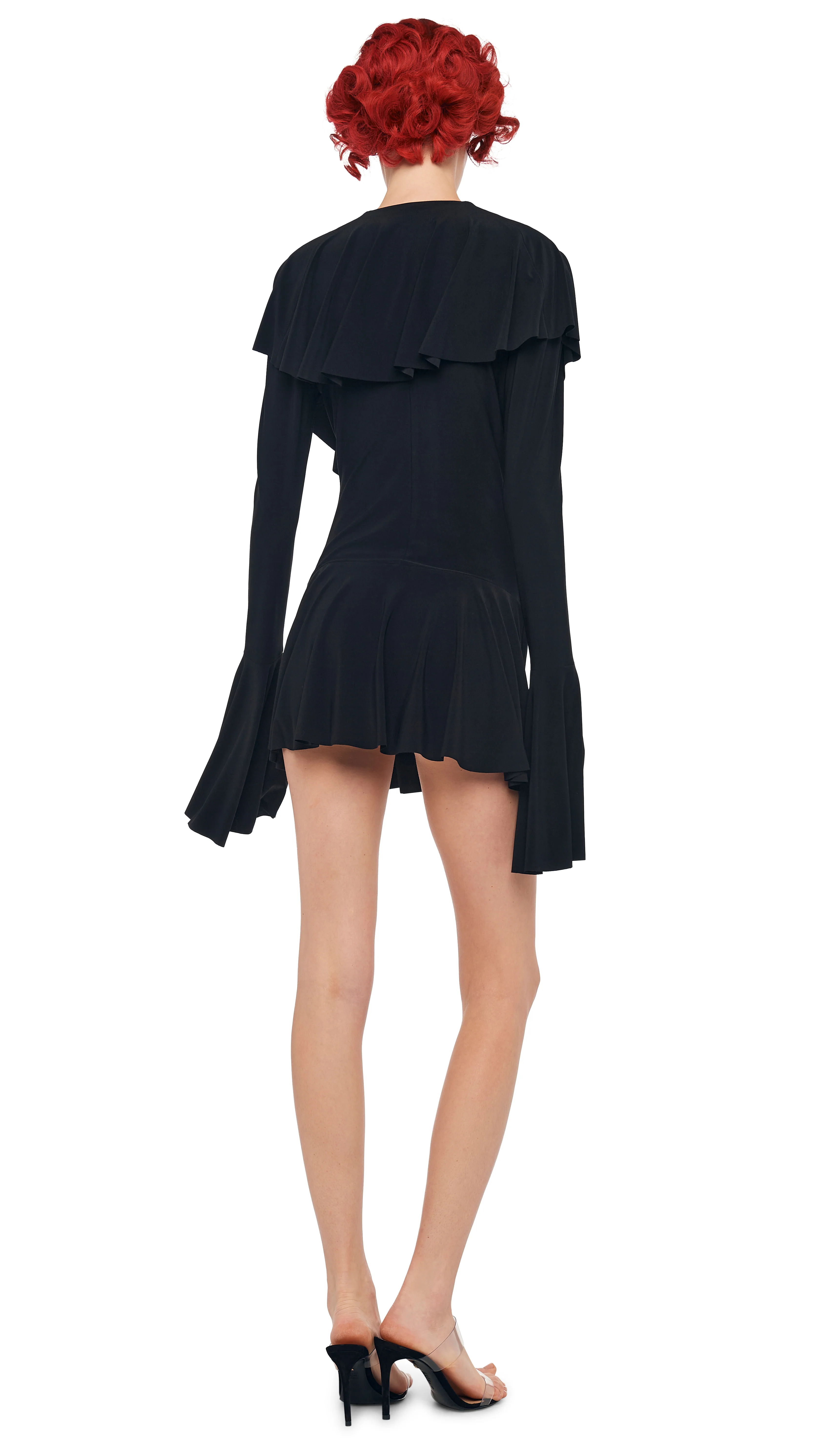 LS DEEP V RUFFLE MINI DRESS - Image 3