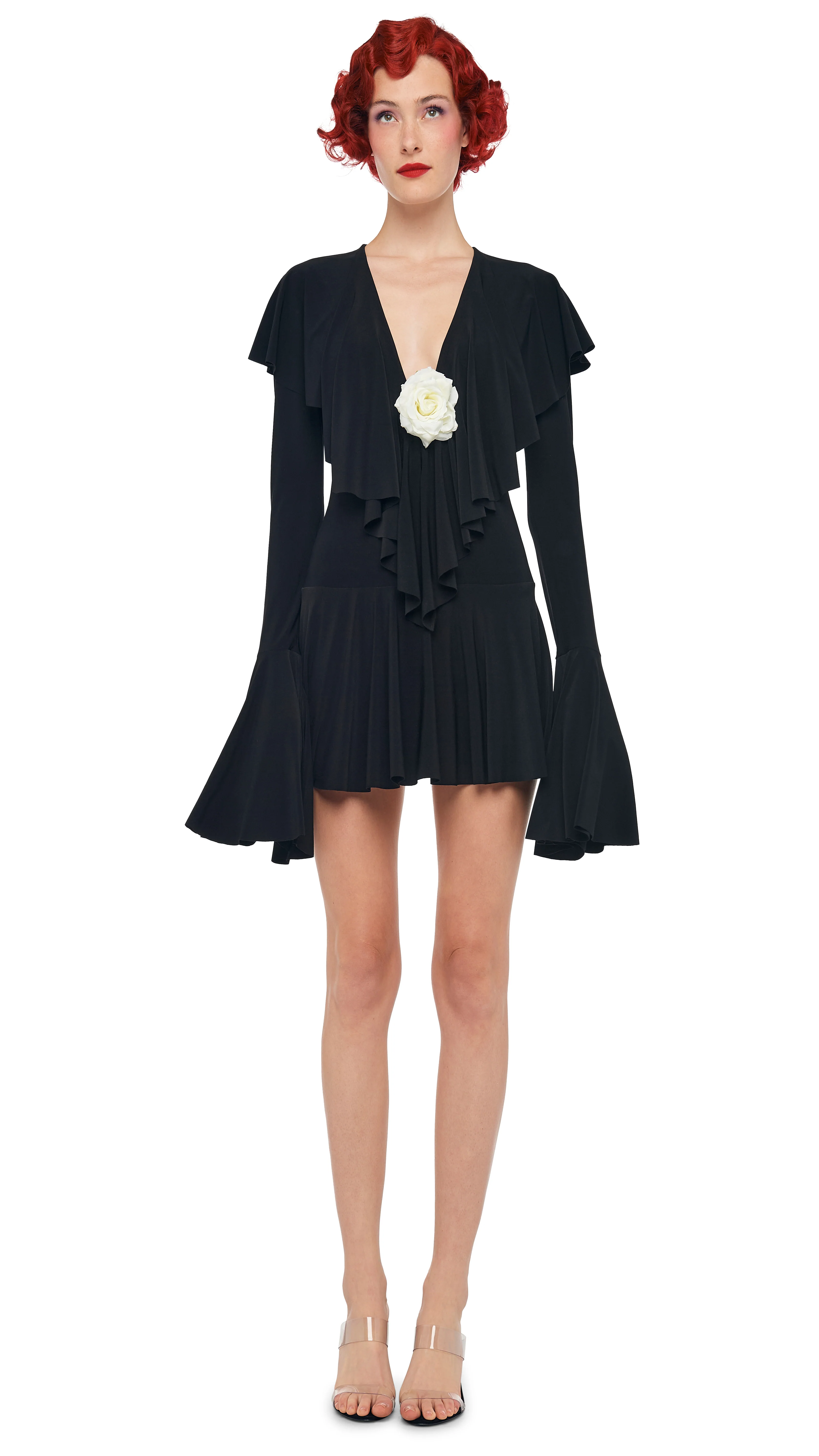 LS DEEP V RUFFLE MINI DRESS - Image 5