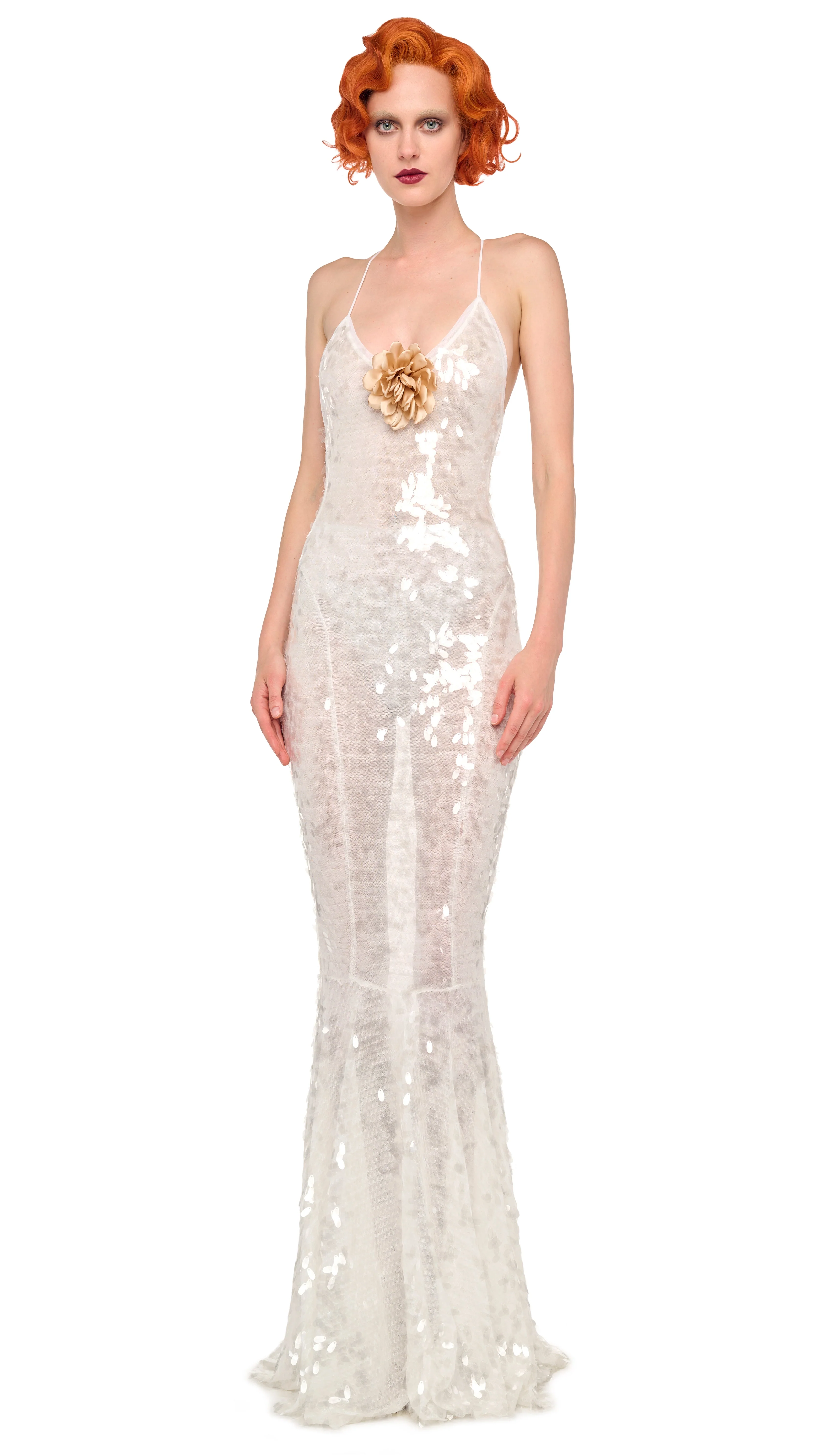 LOW BACK FARA SLIP FISHTAIL GOWN
