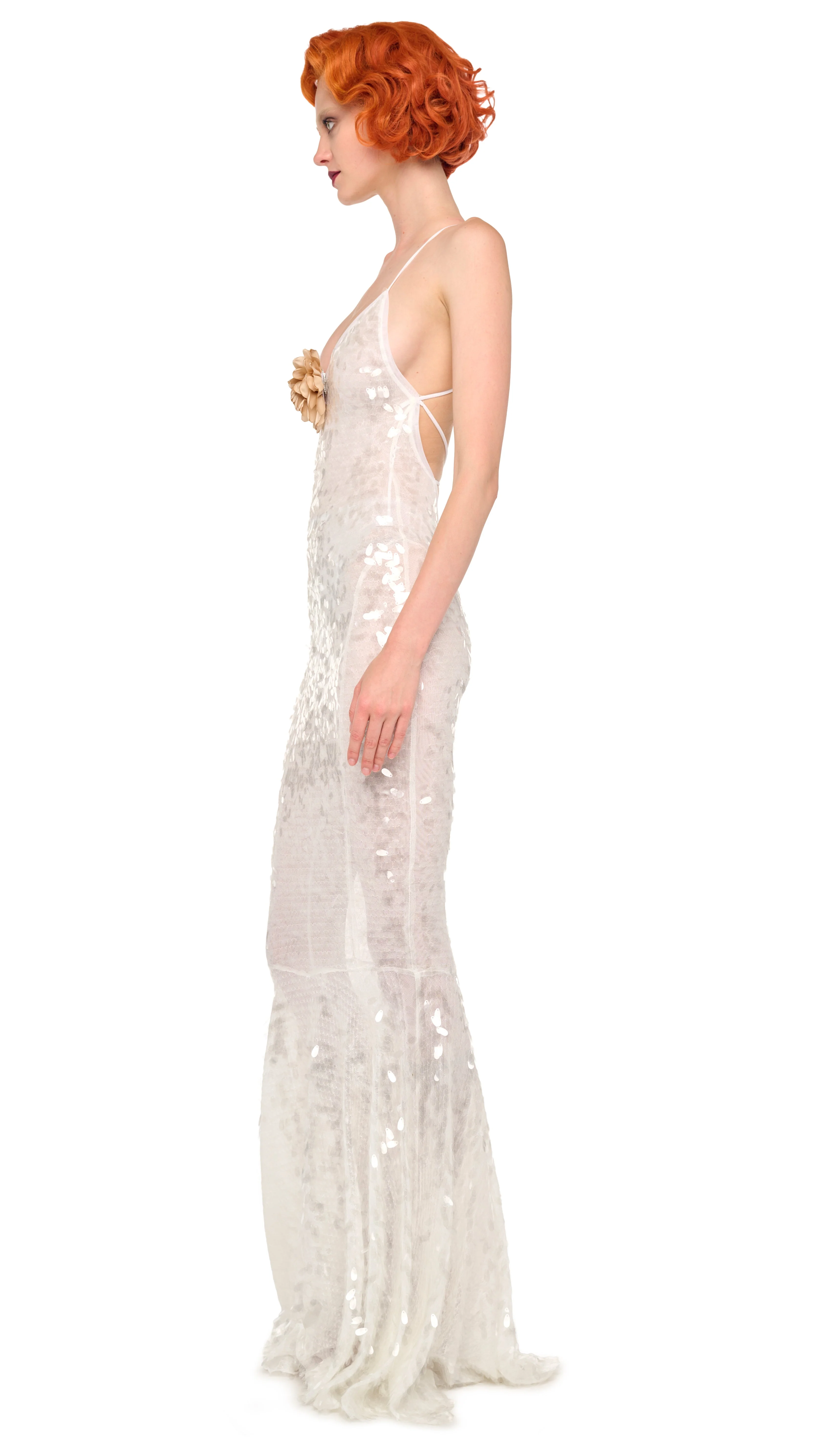 LOW BACK FARA SLIP FISHTAIL GOWN - Image 2