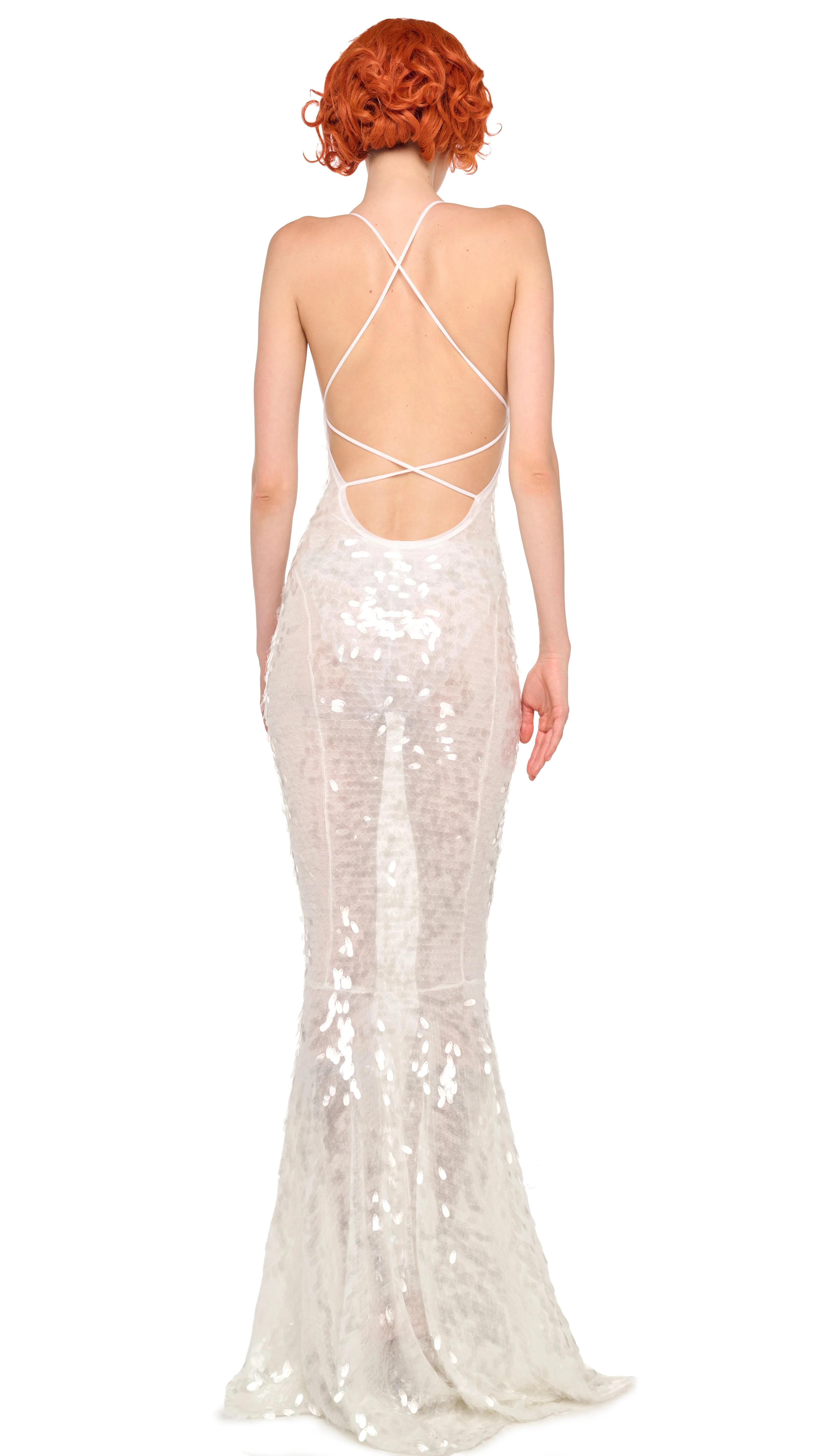 LOW BACK FARA SLIP FISHTAIL GOWN - Image 3