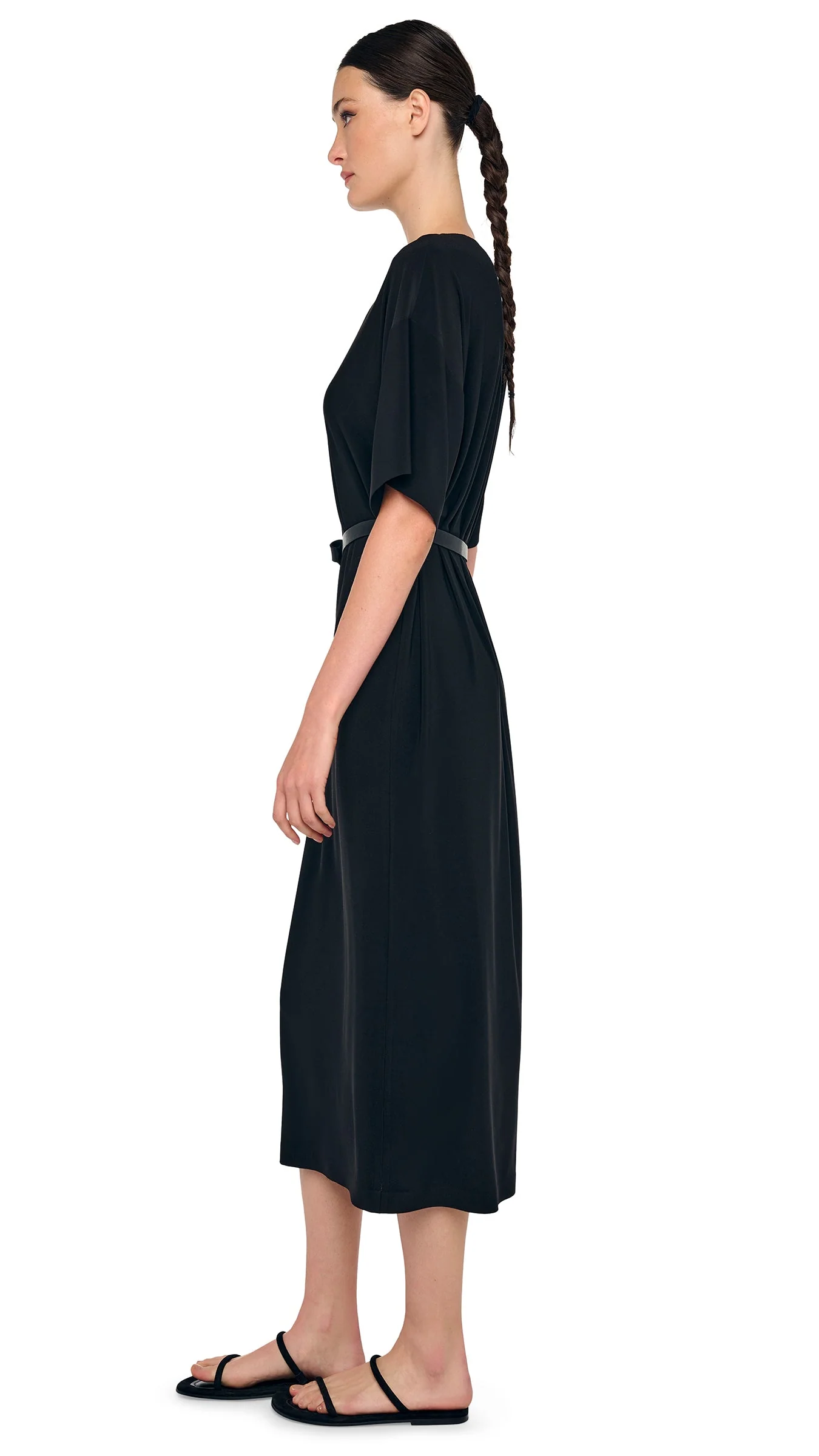 SHORT SLEEVE BOXY DRESS TO MIDCALF - Image 2