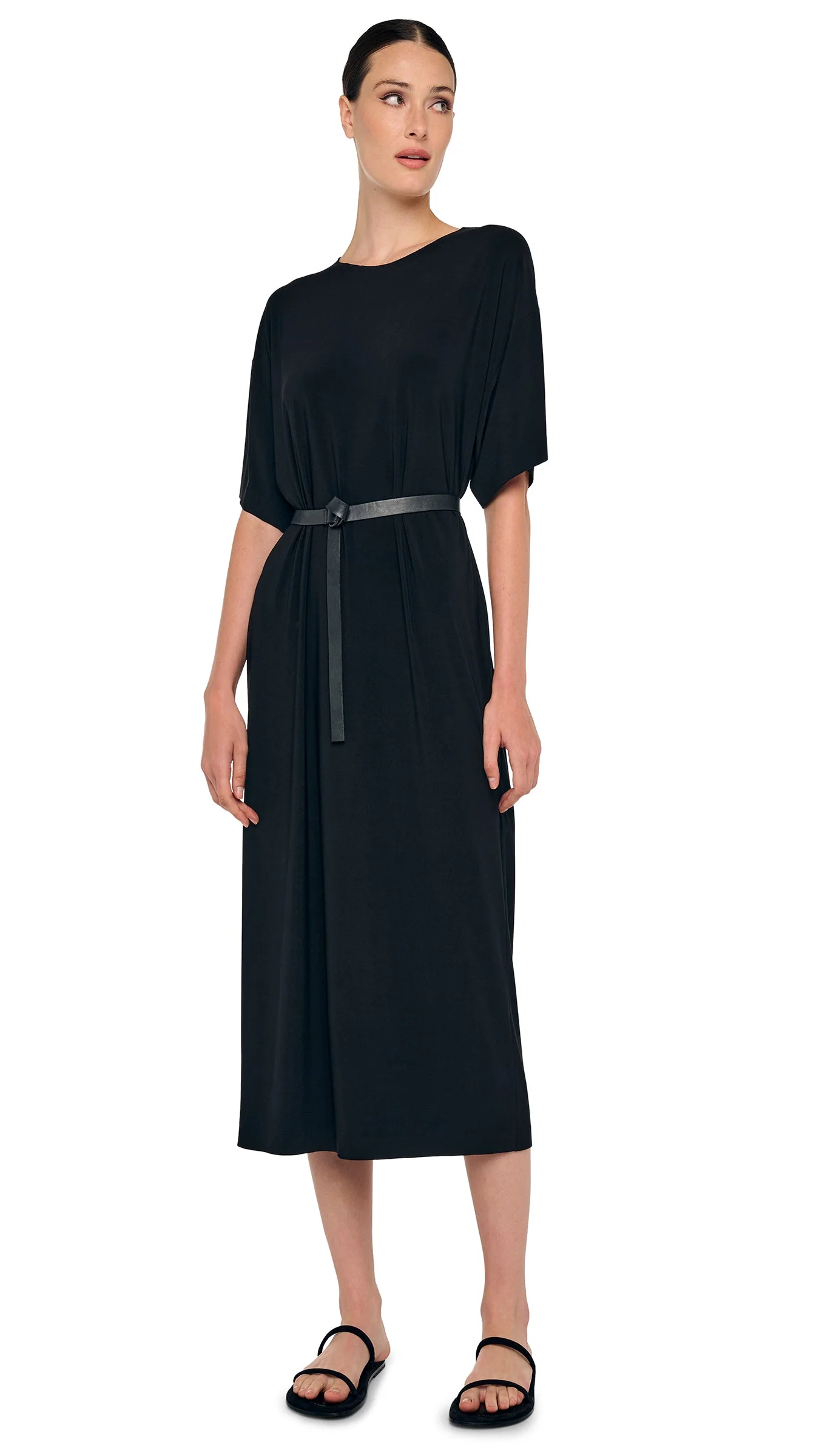 SHORT SLEEVE BOXY DRESS TO MIDCALF - Image 4