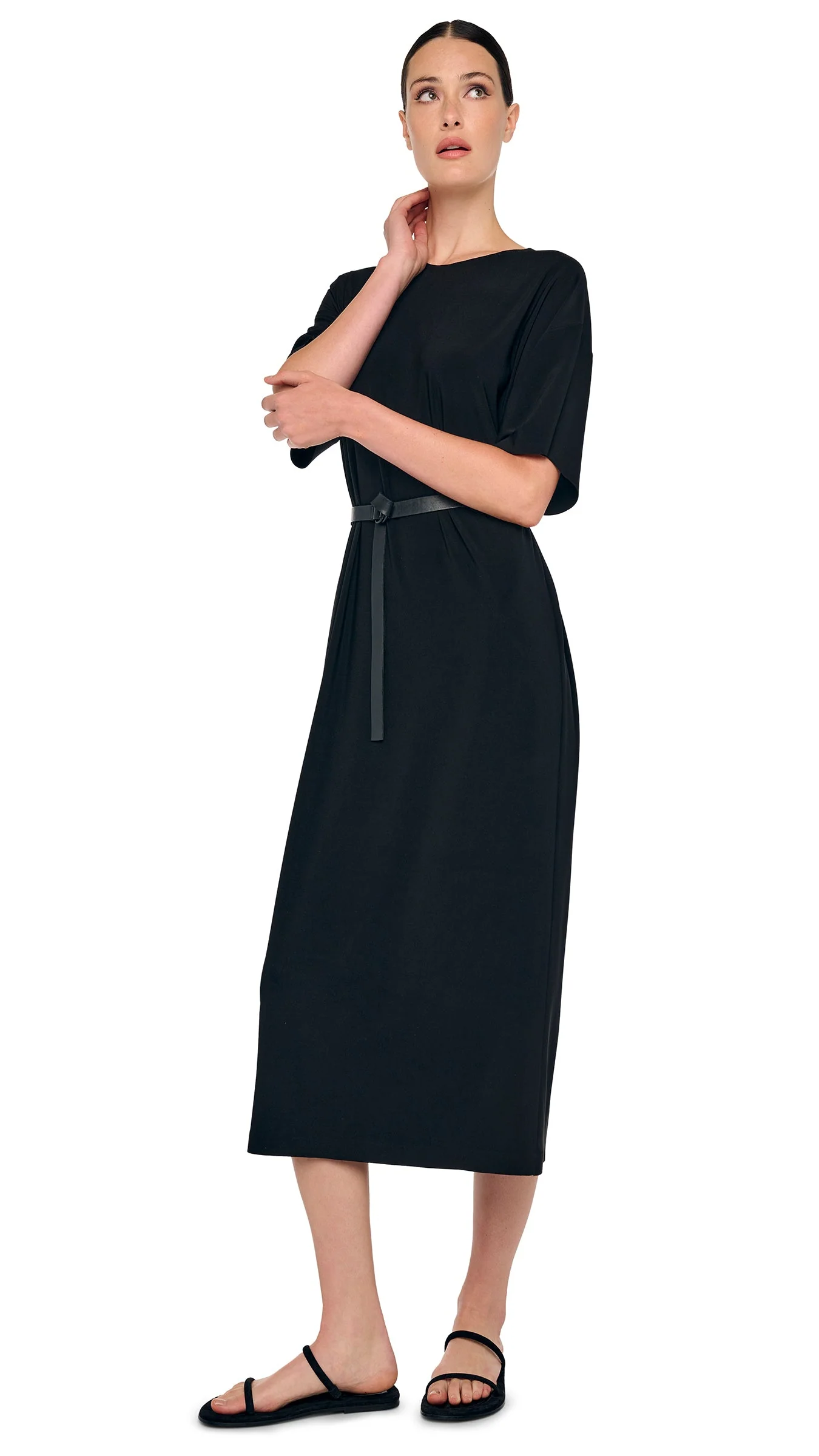 SHORT SLEEVE BOXY DRESS TO MIDCALF - Image 5