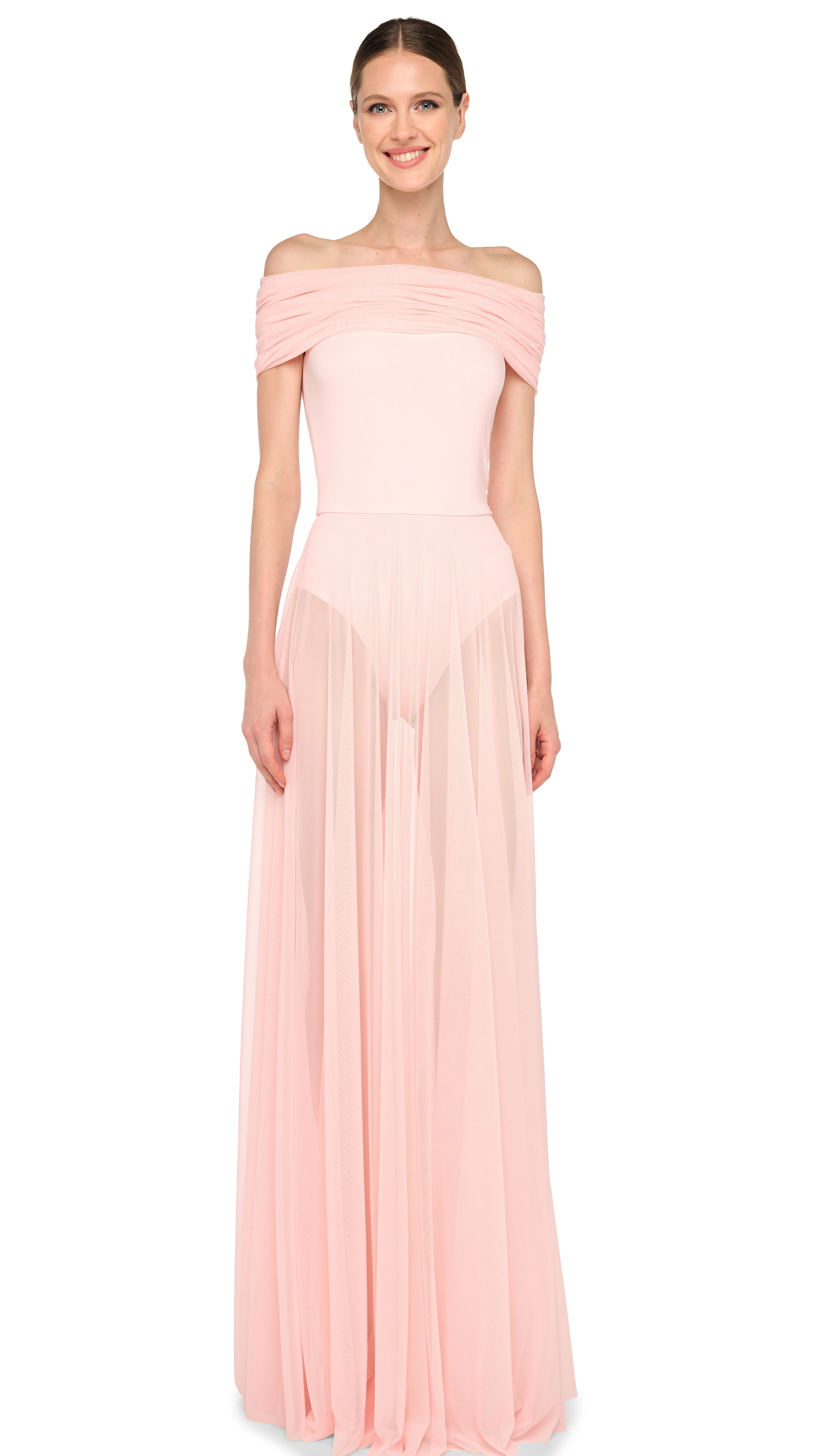 COWL COMBO FLARED GOWN