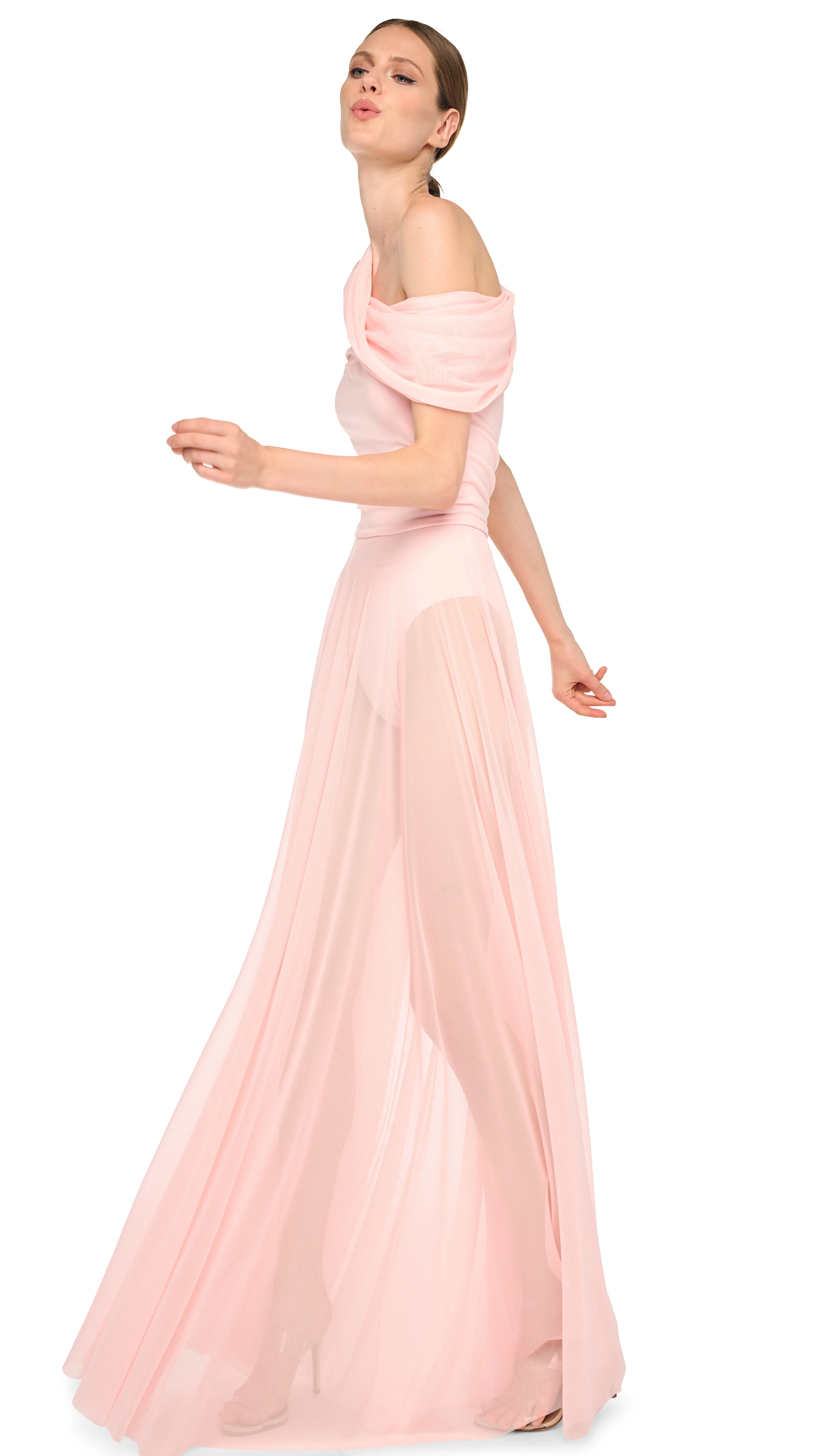 COWL COMBO FLARED GOWN - Image 7