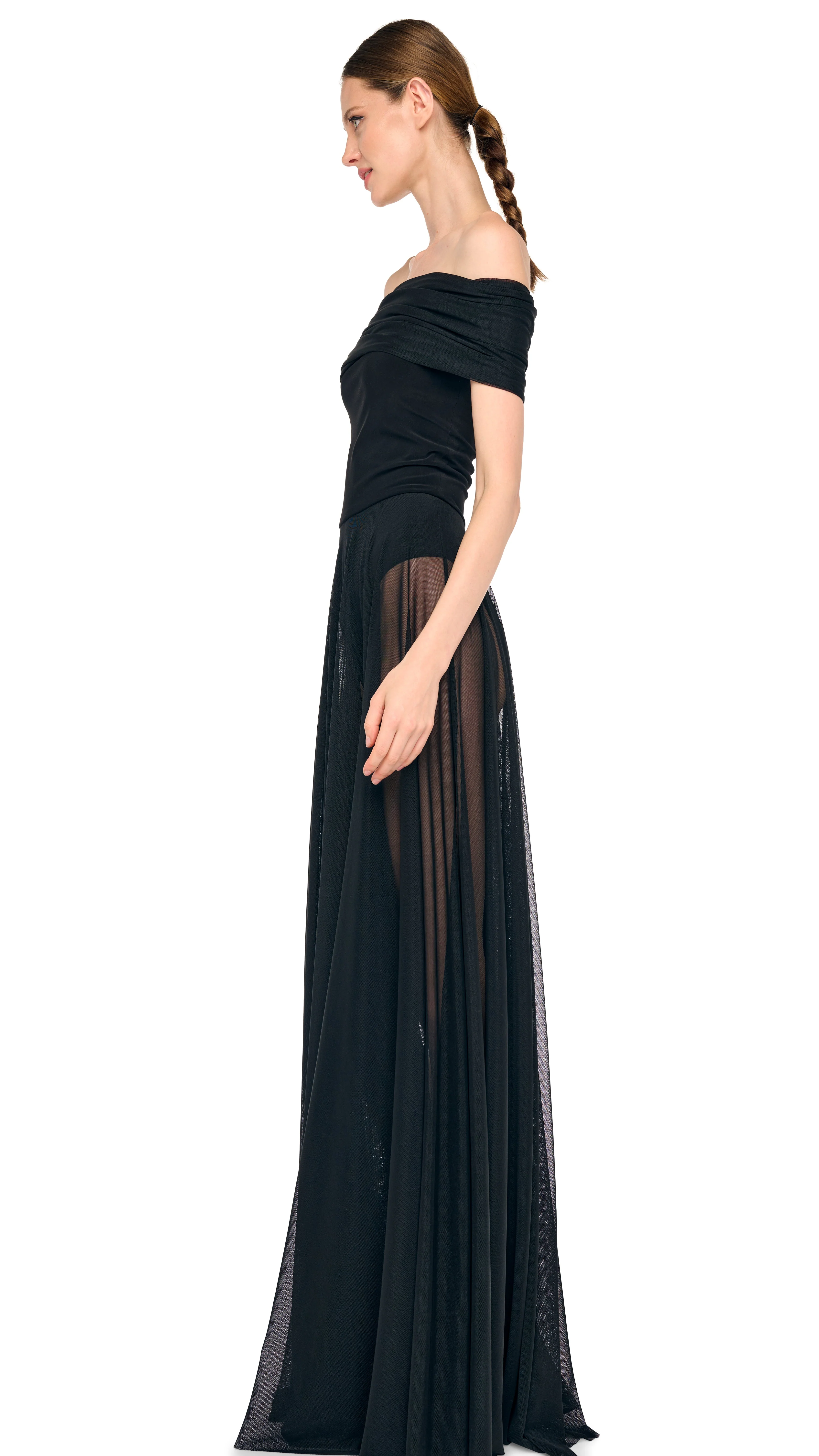 COWL COMBO FLARED GOWN - Image 2