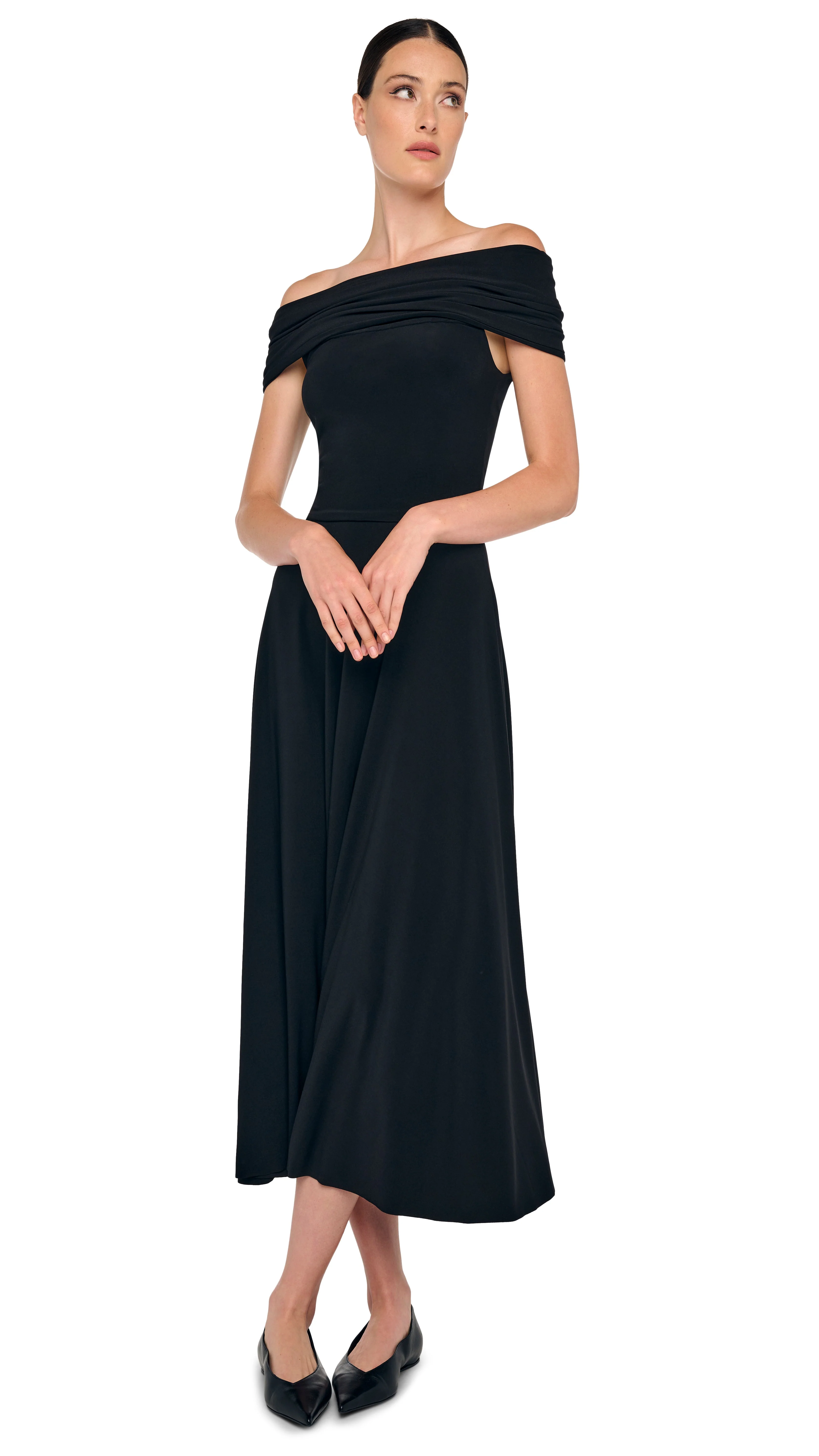 COWL HOODED FLARED DRESS - Image 10