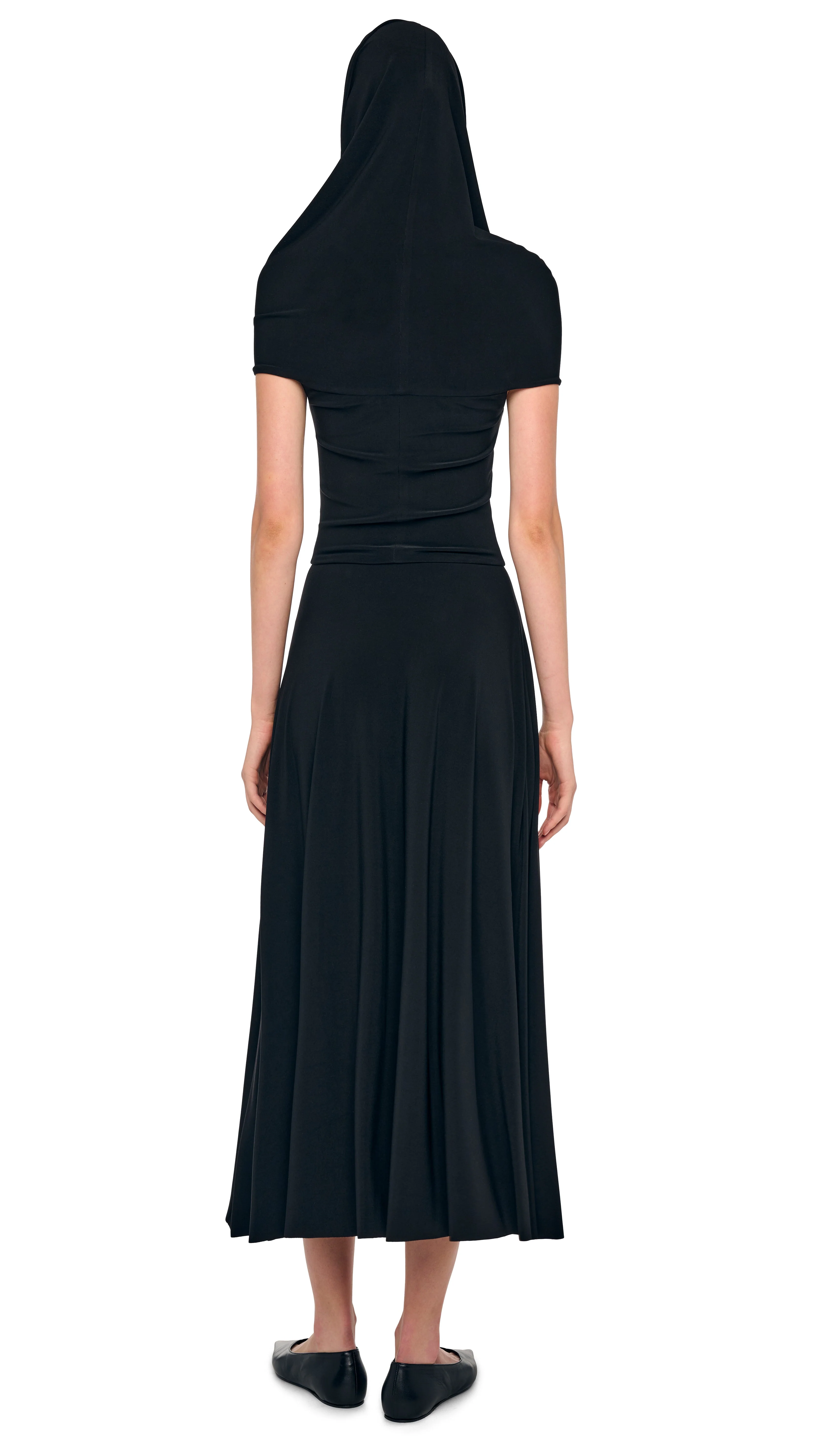 COWL HOODED FLARED DRESS - Image 3