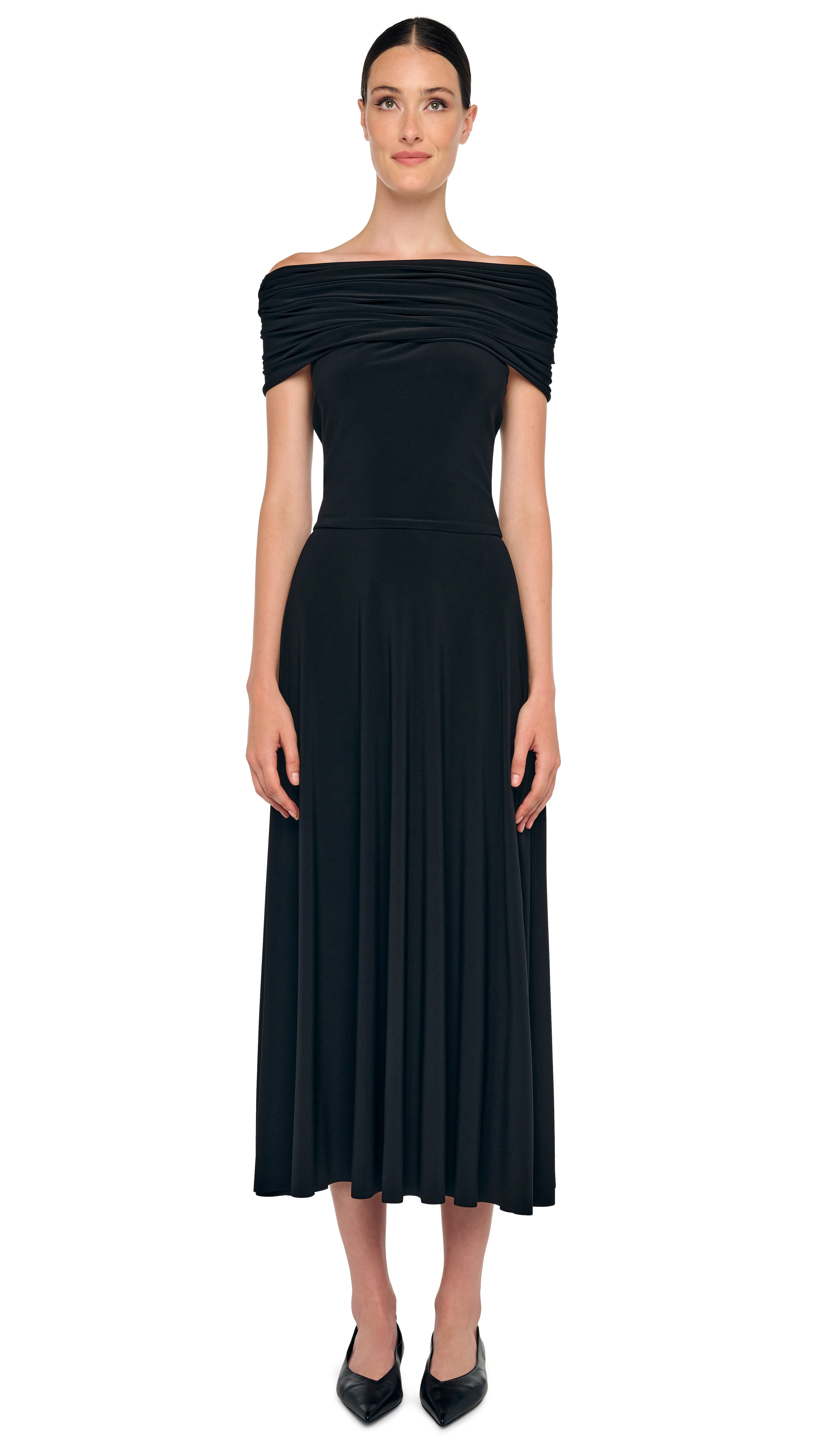COWL HOODED FLARED DRESS - Image 5