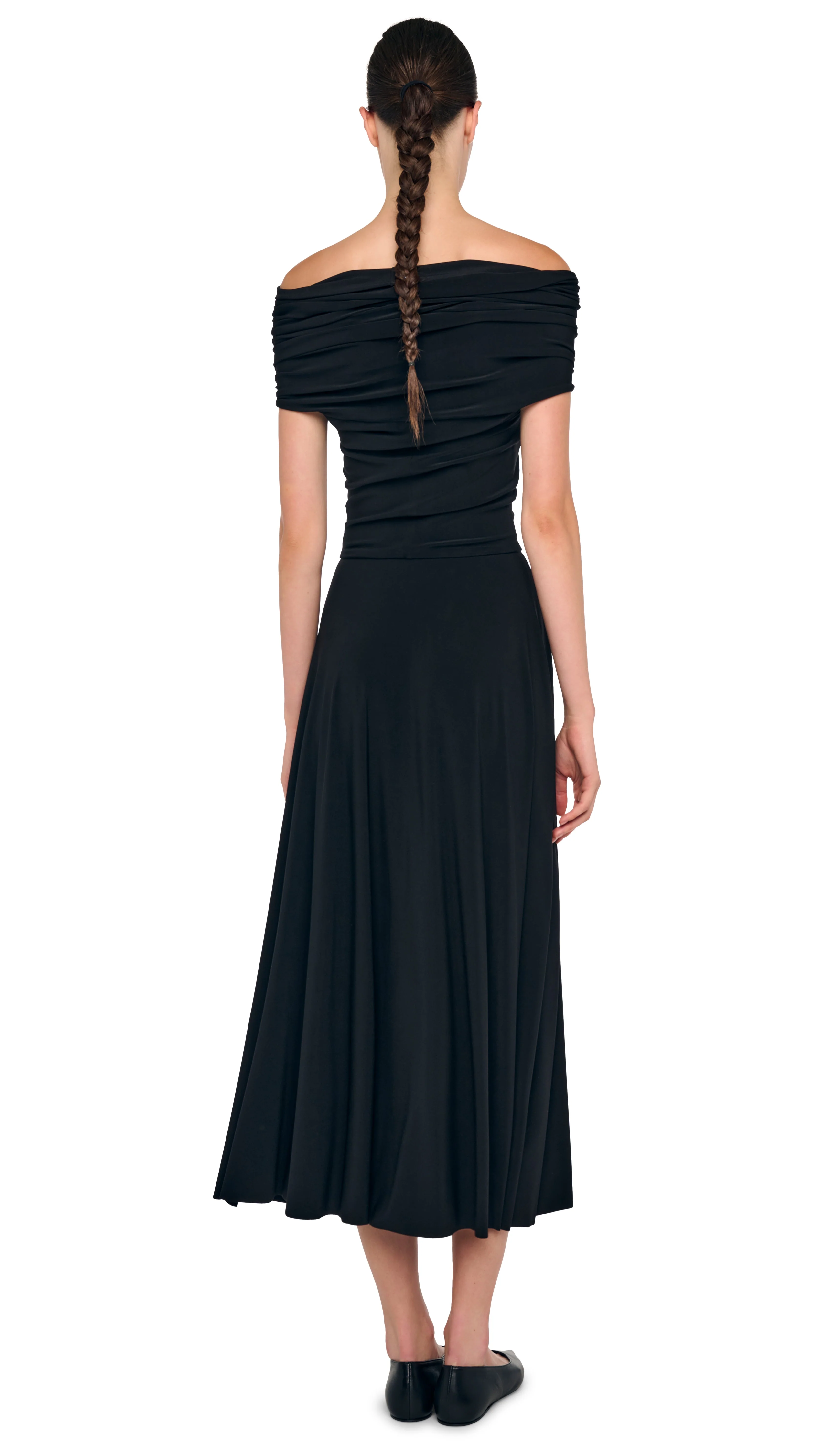 COWL HOODED FLARED DRESS - Image 7
