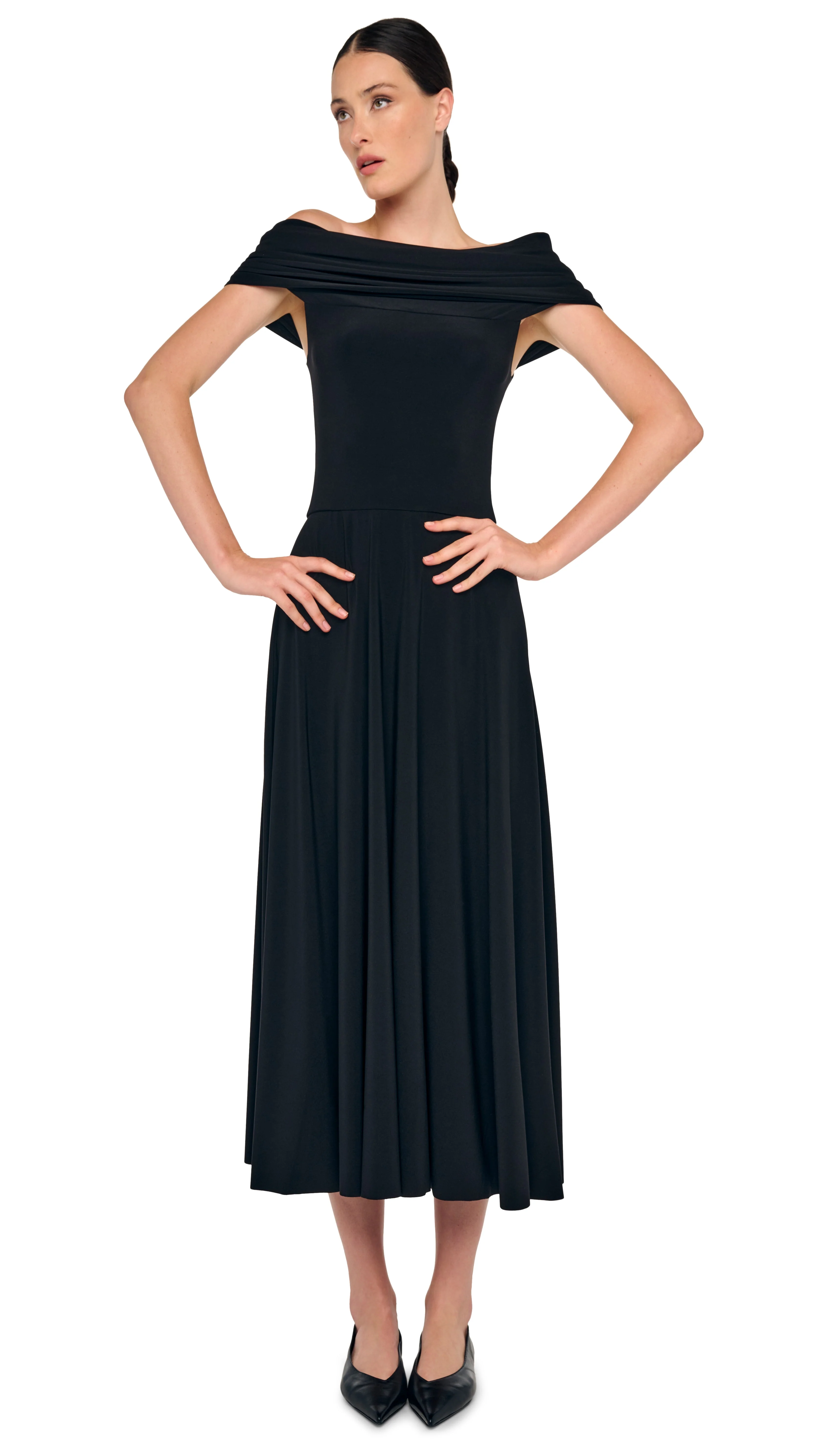 COWL HOODED FLARED DRESS - Image 8