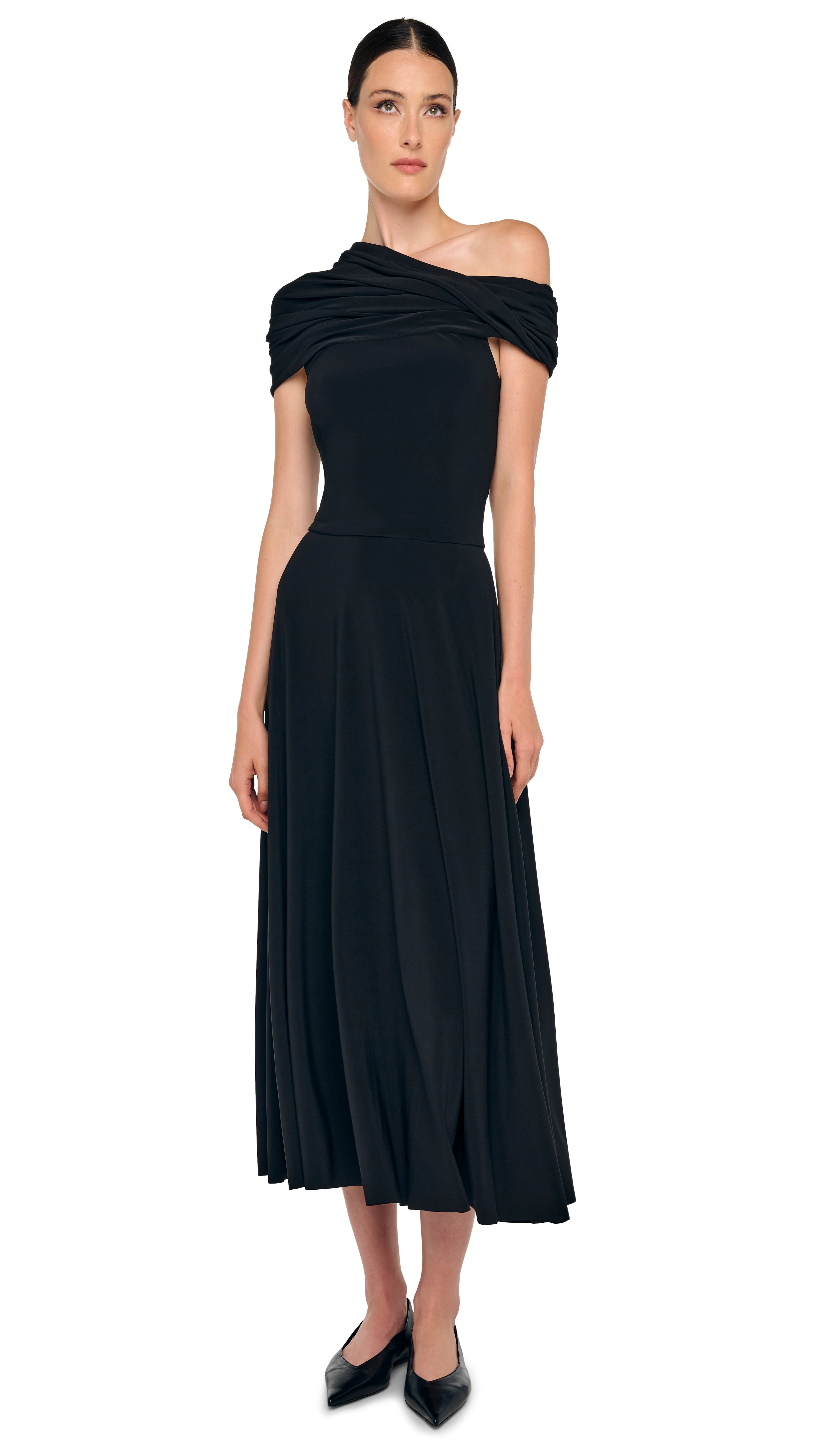 COWL HOODED FLARED DRESS - Image 9