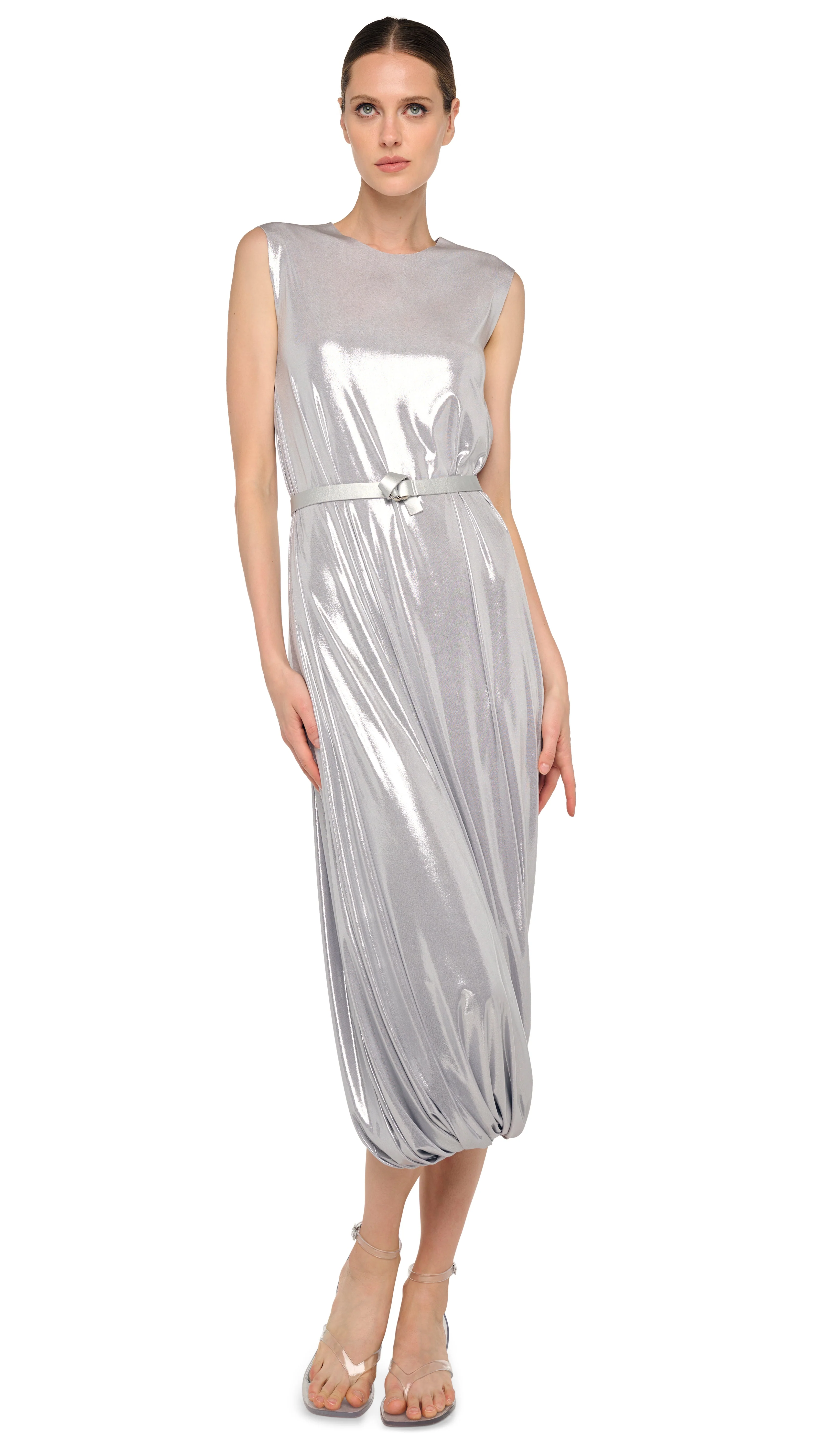SLEEVELESS TWIST MIDCALF DRESS